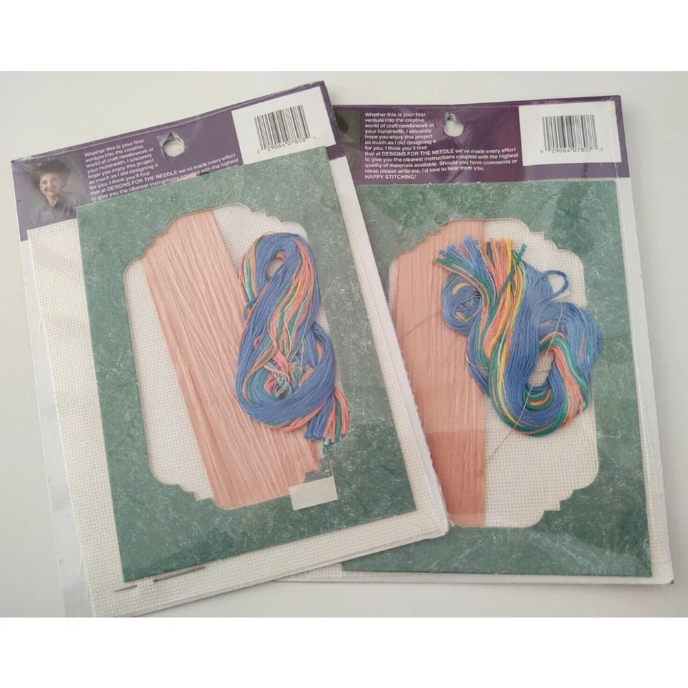 2 Southwest Cross Stitch Kit Coyote & Adobe House includes Mats 5x7